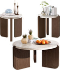 SUNBURY Coffee Table and End Table Sets, Round Marble Modern 3-Piece Living Room Table Set for Office, Living Room, Apartment, Small Space, Easy Assembly Living Room Furniture, Faux Marble
