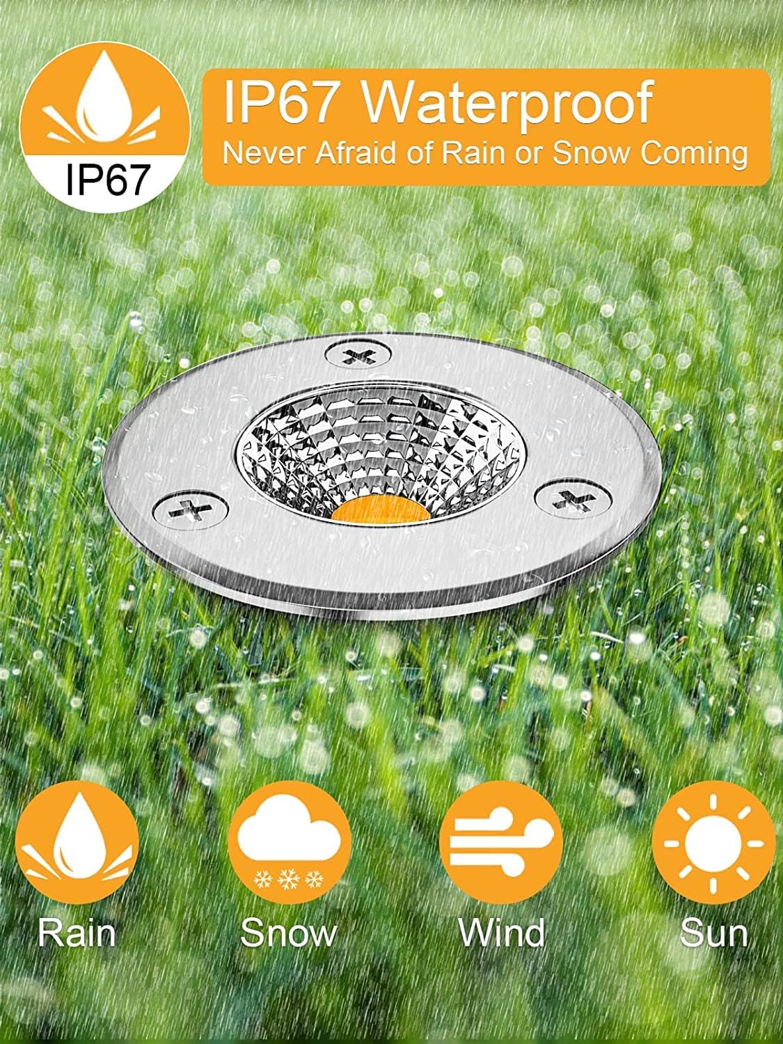 ZUCKEO Low Voltage Landscape Lights Well Lights Landscape LED in Ground Light IP67 Waterproof Outdoor Landscape Lighting Wired Floor Pathway Deck Step Garden with Connectors (20Pack Warm White)