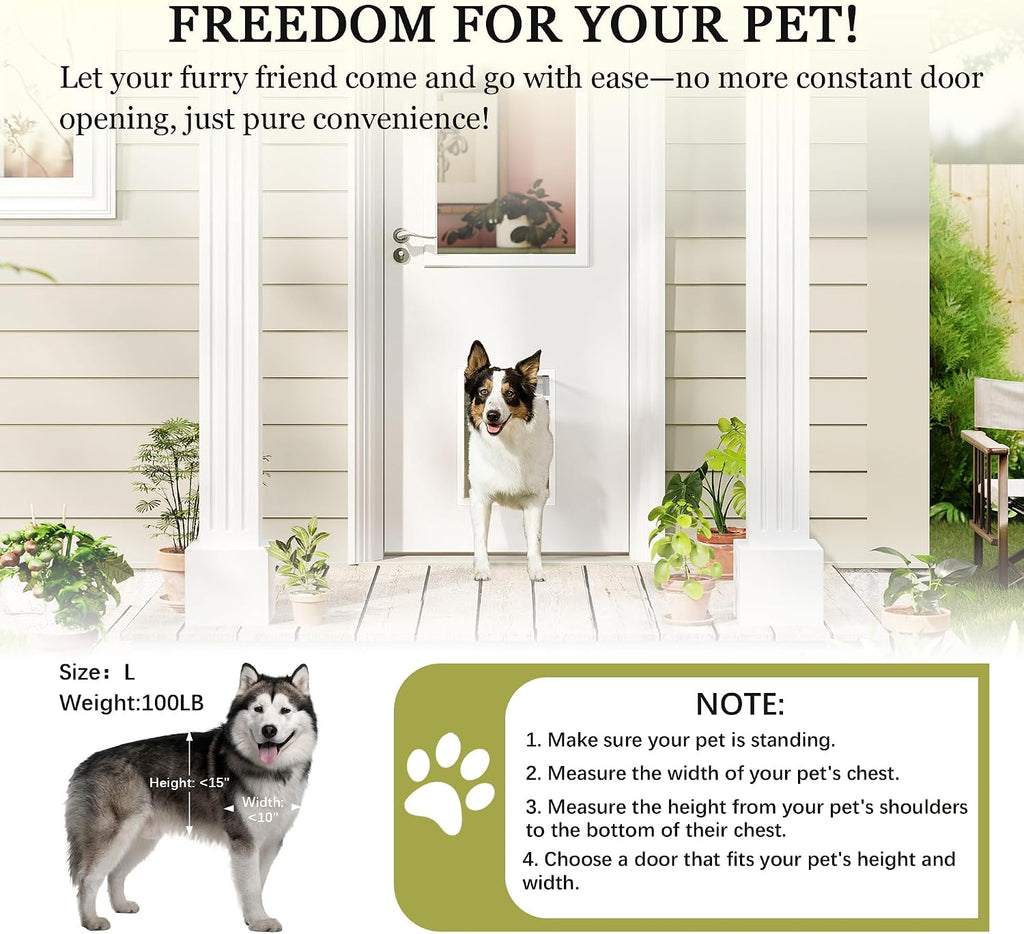 Front Door，36' x 80' 1-Lite Exterior Door with Pet Door, Left-Handed Clear Glass Entry Door, Solid Wood & MDF Construction, Prehung Door Jamb & Threshold Hardware Kit, Waterproof Primer
