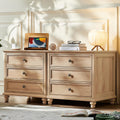 Joaxswe 24' Wide Farmhouse Night Stand Set of 2,Large End Table with 3 Drawers & Metal Handle,Wood Dresser for Bedroom,Bed Side Table Chest of Drawers Cabinet,Natural Nightstand for Living Room,Closet