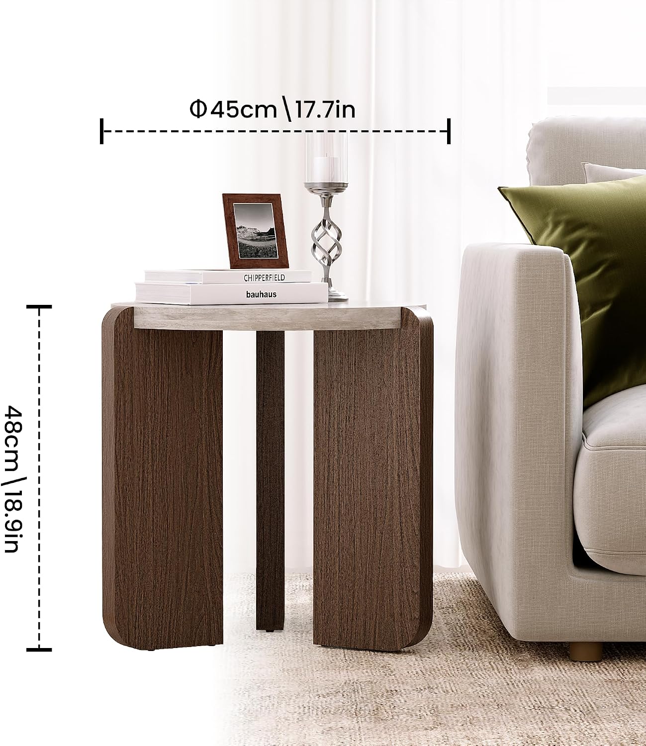 SUNBURY Coffee Table and End Table Sets, Round Marble Modern 3-Piece Living Room Table Set for Office, Living Room, Apartment, Small Space, Easy Assembly Living Room Furniture, Faux Marble