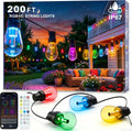 Beizelte Outdoor String Lights, 200FT RGB+IC Outside Light Dimmable Shatterproof LED Bulbs, IP67 Waterproof Chasing Effect Lighting DreamColor Patio Strip Lights for Backyard, Balcony, Outdoor Living