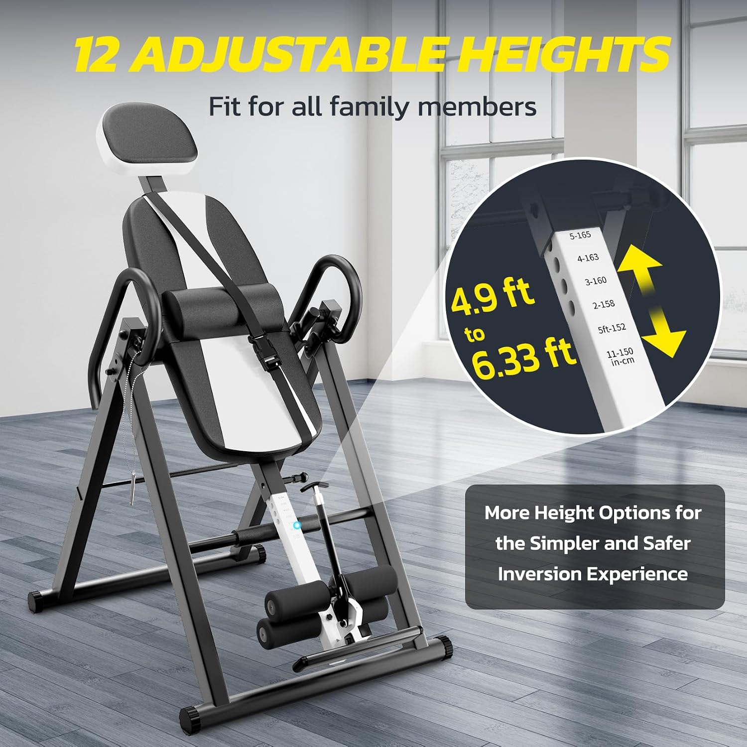 YOLEO Gravity Inversion Table for Back Pain Relief 2026 New Inversion Table w/Lumbar Support Easy to Assemble Back Stretcher Machine 300 lbs