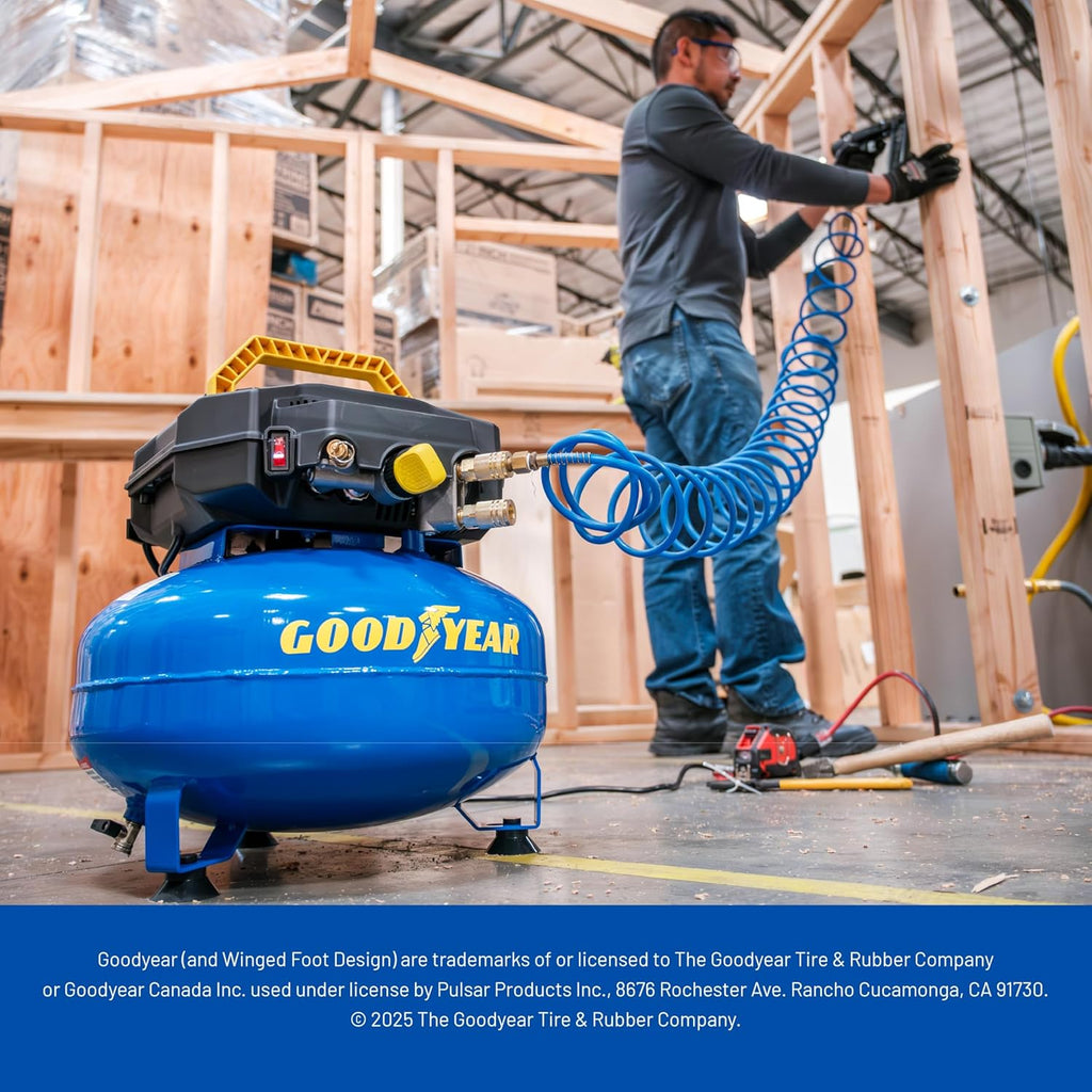 Goodyear 6 Gallon 150 PSI Oil Free Electric Pancake Air Compressor