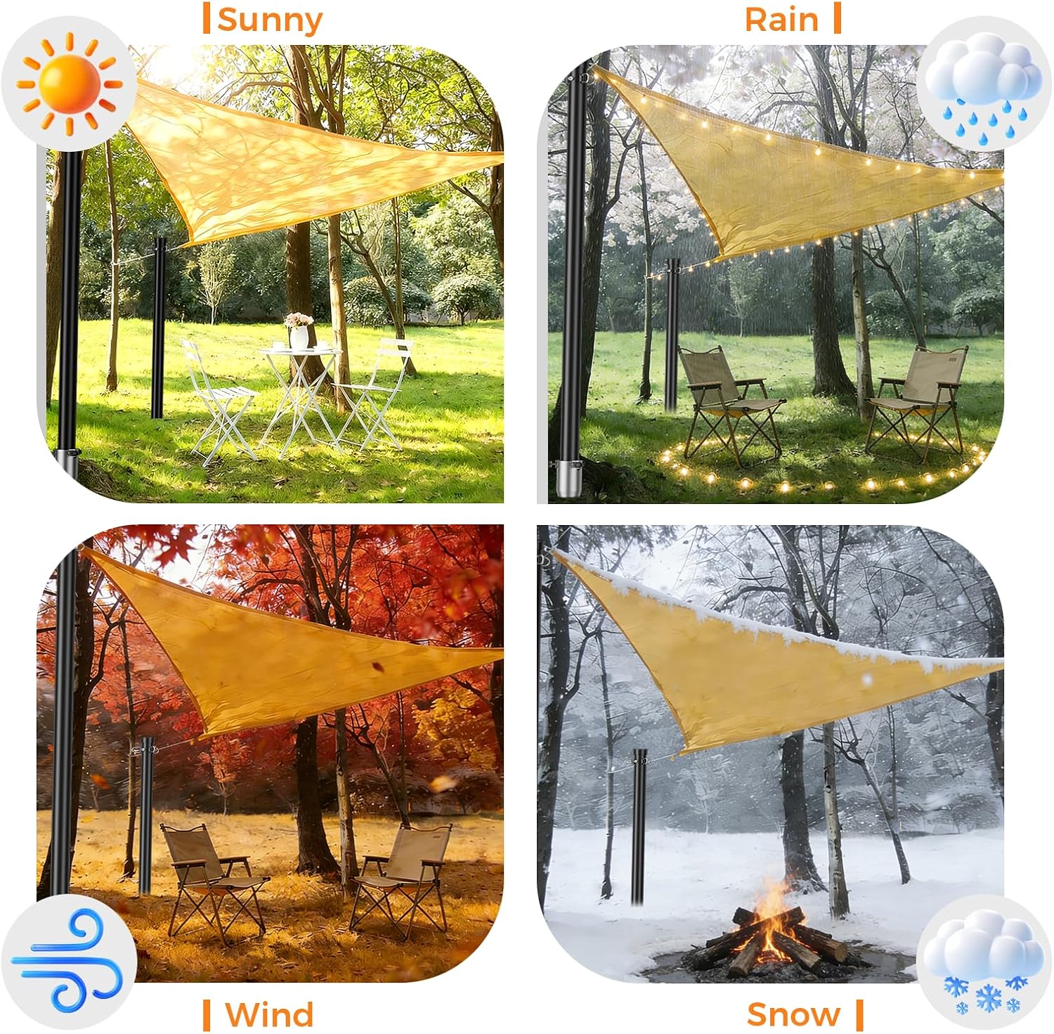 EMART 2 Pack 12ft Heavy Duty Shade Sail Poles with Spiral Anchor & D-Clamps, for Sun Shade Outdoor, String Lights, Patio, Backyard, Garden, Grassland and Terrace