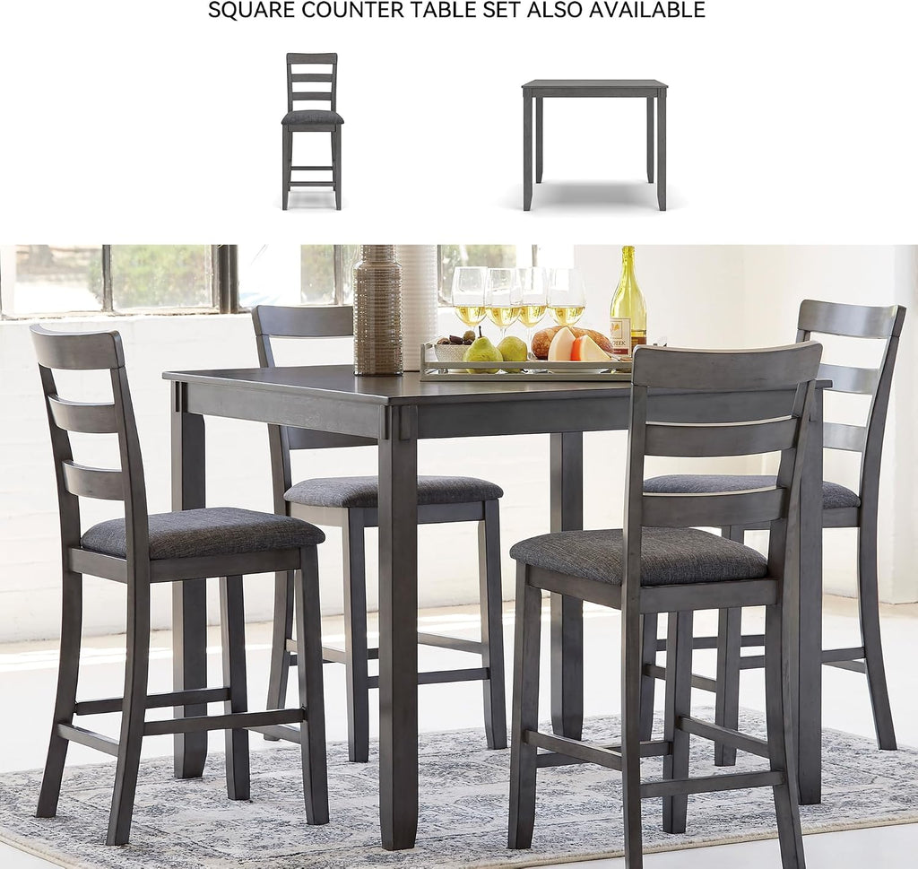 Signature Design by Ashley Bridson Dining Table Set For 6 With Bench, Wood 6‑Piece Kitchen Table And Chairs With Upholstered Seats, Transitional Charcoal Gray Dining Room Collection For Family Meals
