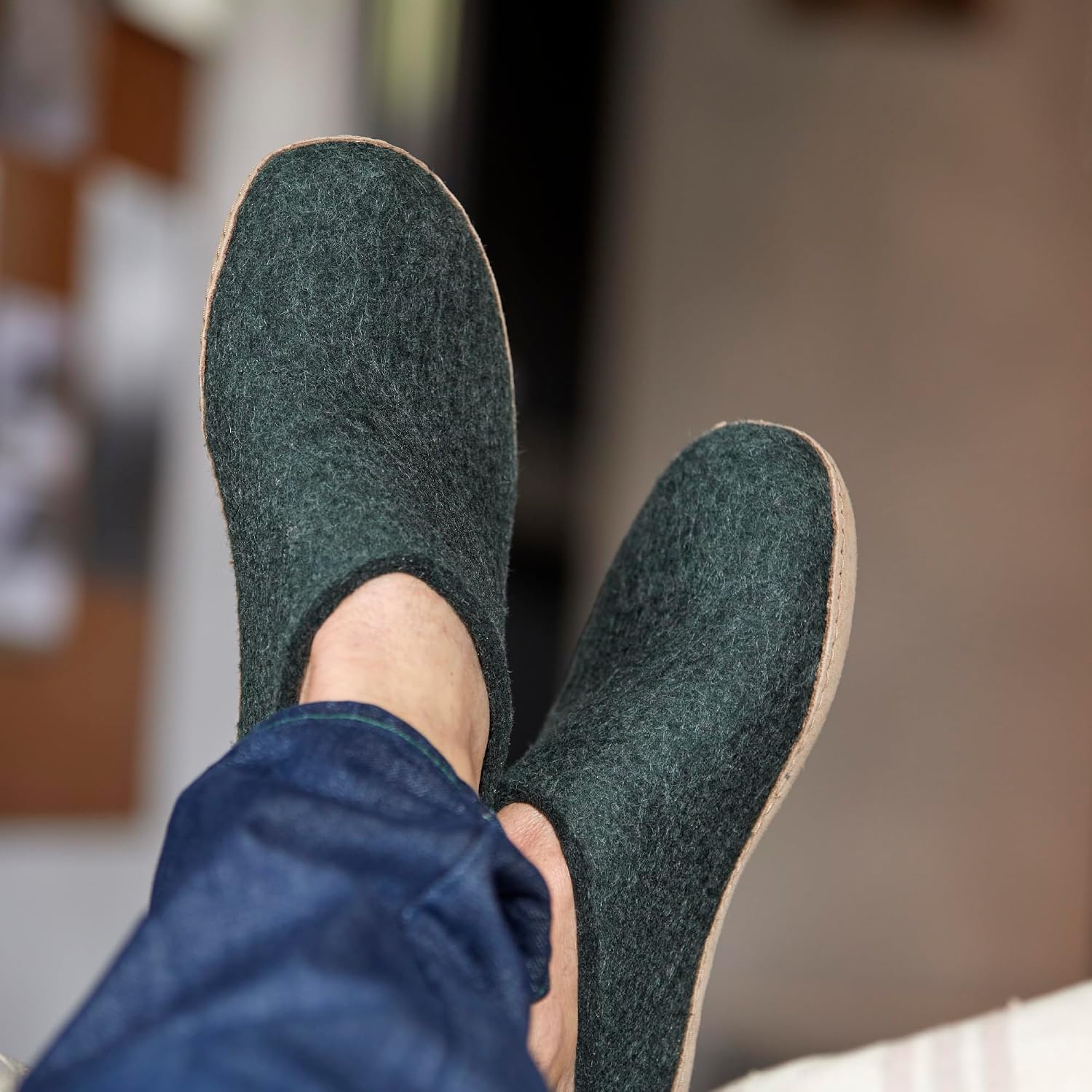 Glerups 100% quality wool mix Shoe Slipper with leather sole - Unisex