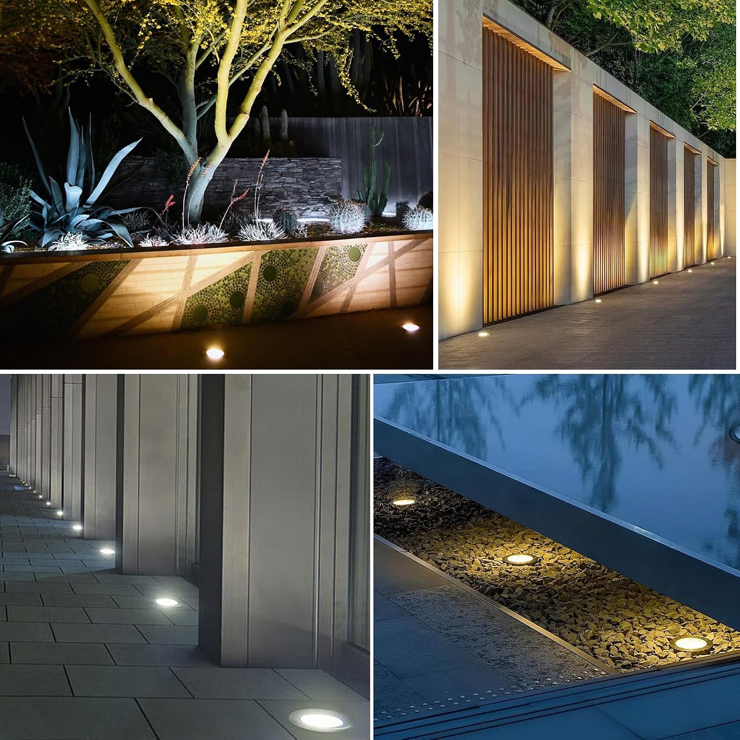 6W Well Lights, Grated Top, 3000K, 12-24V AC/DC, Outdoor In-ground Lights with Wire Connectors, IP65 Waterproof Low Voltage Lighting for Garden Fence Pathway Deck, ETL Certified, 12 Pack