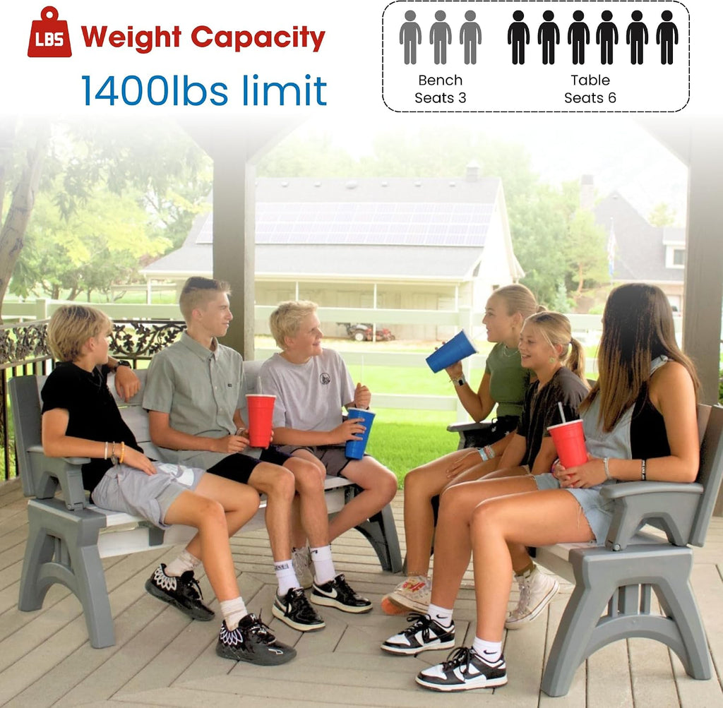Convert-a-Bench 2-in-1 Outdoor Bench & Picnic Table - Foldable, Weather-Resistant Seating - Perfect for Patio, Lawn, Garden, or Deck - Durable & Easy Assembly - 1 Bench/Order, Espresso