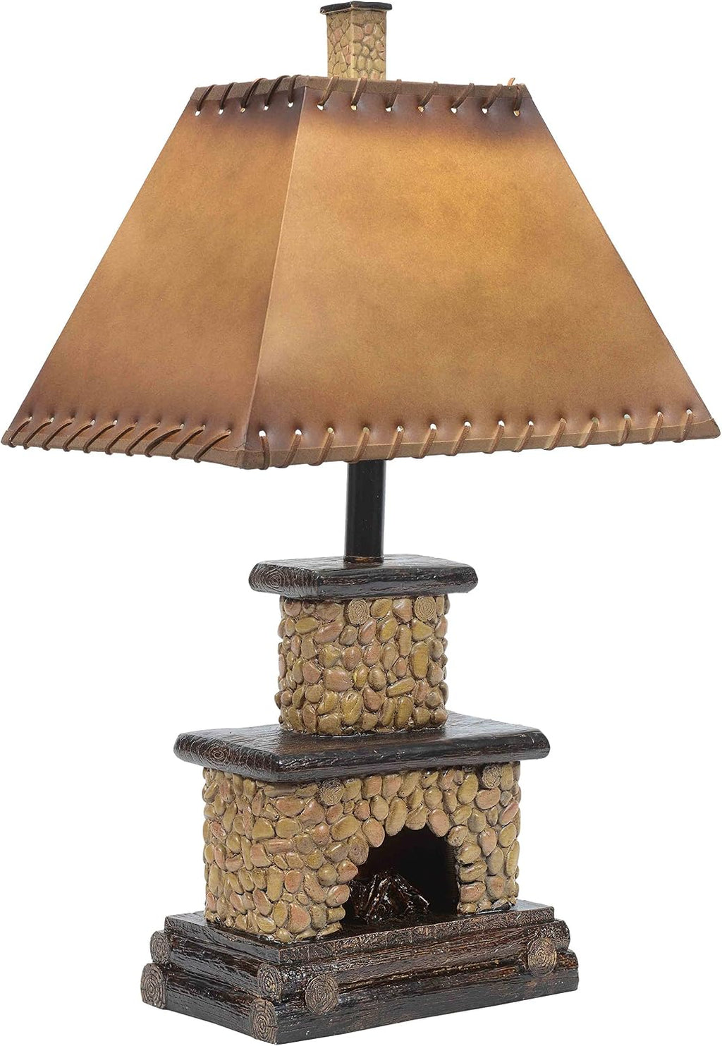 BLACK FOREST DECOR - Stone Fireplace Lamp - Rustic Cabin Lighting for Living Room or Bedroom - 15' W x 7' D x 25' H
