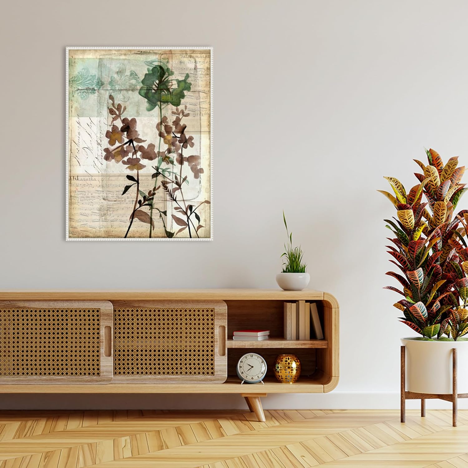 Amanti Art Framed Canvas Wall Art 42x32 Music Box Floral II by Jennifer Goldberger, Framed Wall Art Canvas, Flowers Artwork, Traditional Decor, Oversize Poster Painting for Living Room, Bedroom,