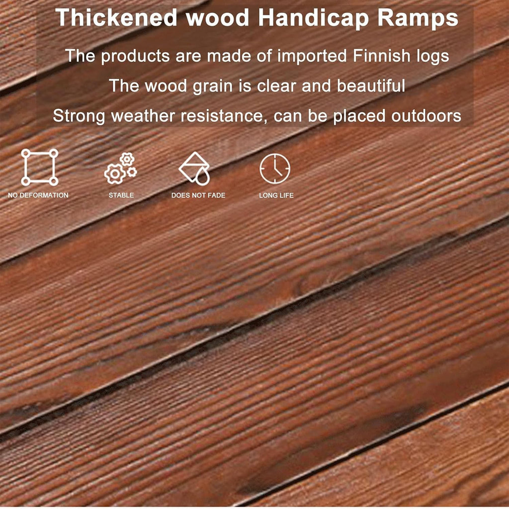 Wooden Threshold Ramp for Smooth Doorway Transitions, Non-Slip Grooves for Safety, Ideal for Home Steps and Sidewalk Curbs