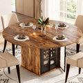 IBF Round Dining Table with Storage, Wood Kitchen Table with Fridge Space, Rustic Circle Dining Room Tables for 4-6, Farmhouse Circular Dinner Tables for Home, Rustic Brown, 47 Inch, Only Table