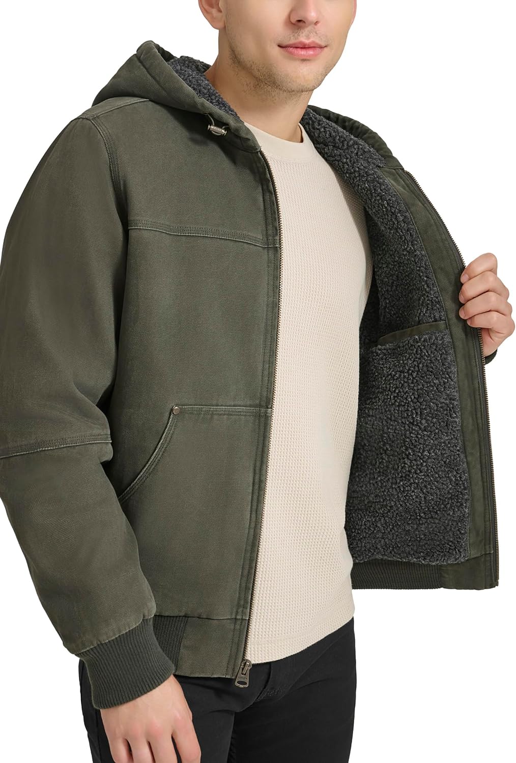 Levi's Men's Workwear Cotton Canvas Hooded Bomber Jacket