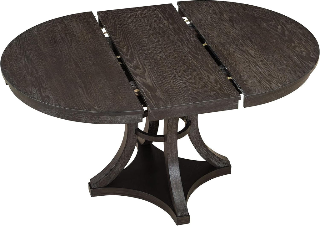 Bellemave Extendable Dining Table Set for 4, 5-Piece Retro Round Table Set with 4 Upholstered Chairs, Round Table with a 16' W Leaf, Oval Kitchen Table Set with Extendable Table (Espresso)