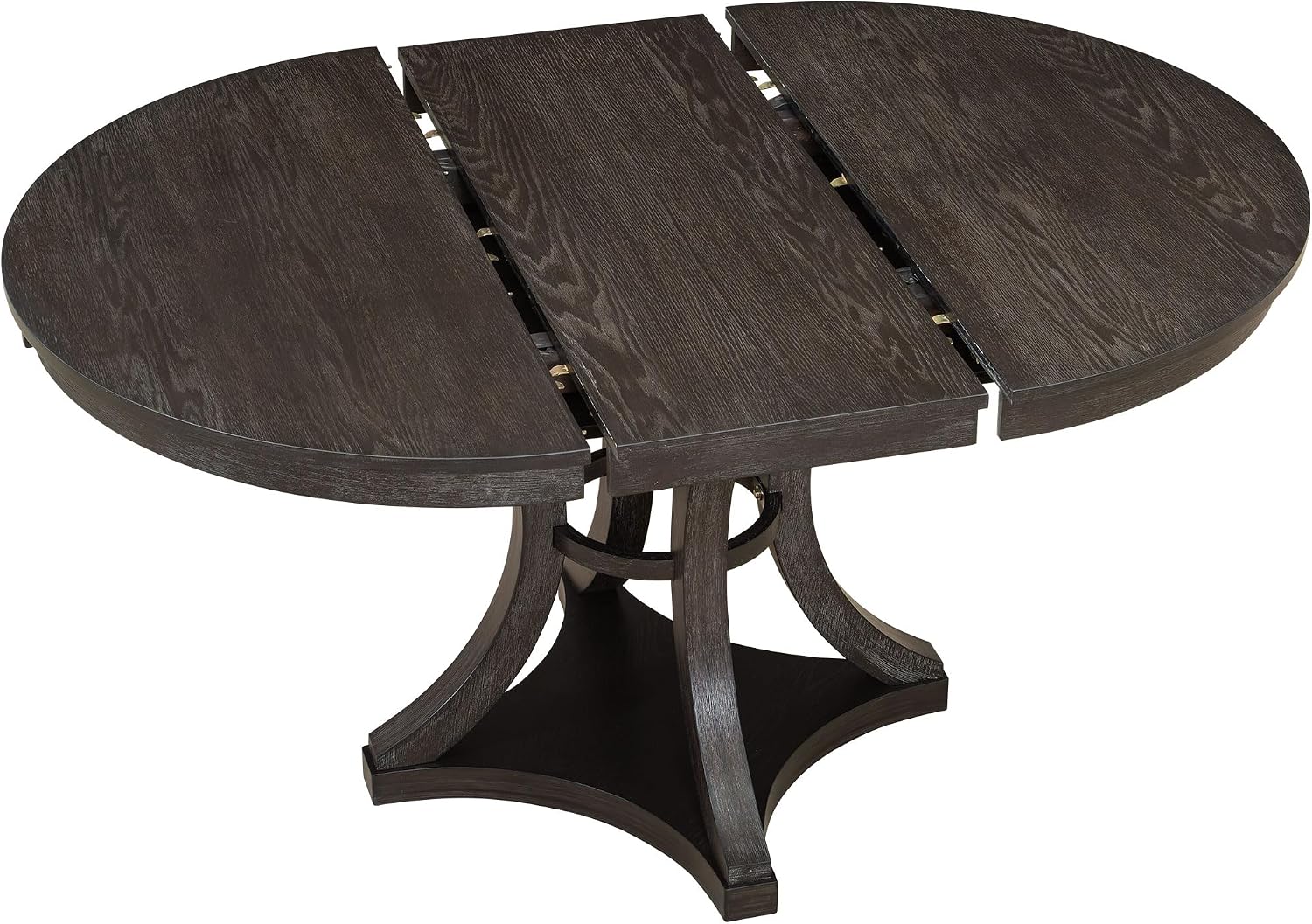 Bellemave Extendable Dining Table Set for 4, 5-Piece Retro Round Table Set with 4 Upholstered Chairs, Round Table with a 16' W Leaf, Oval Kitchen Table Set with Extendable Table (Espresso)