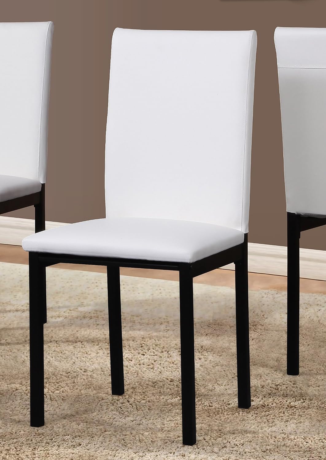 Roundhill Furniture 5 Piece Citico Metal Dinette Set with Laminated Faux Marble Top, White Table with White Chairs