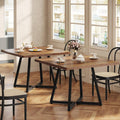 Tribesigns Square Dining Table Set of 2, 31.5' Industrial Dinner Table with Metal Base, Wood Kitchen Table for Dining Room, Small Space, Apartment, Rustic Brown & Black