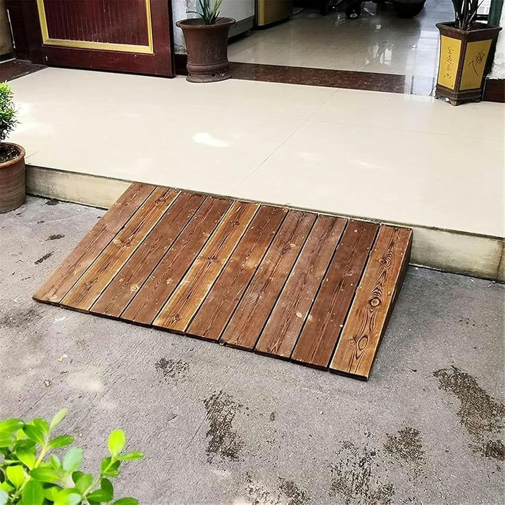 Threshold Ramp, 4/7/8/10inch Rise Wooden Threshold Ramps for Doorways, Non Slip Curb Ramp for Elderly/Disabled Entryway Ramp Wheelchair Ramp