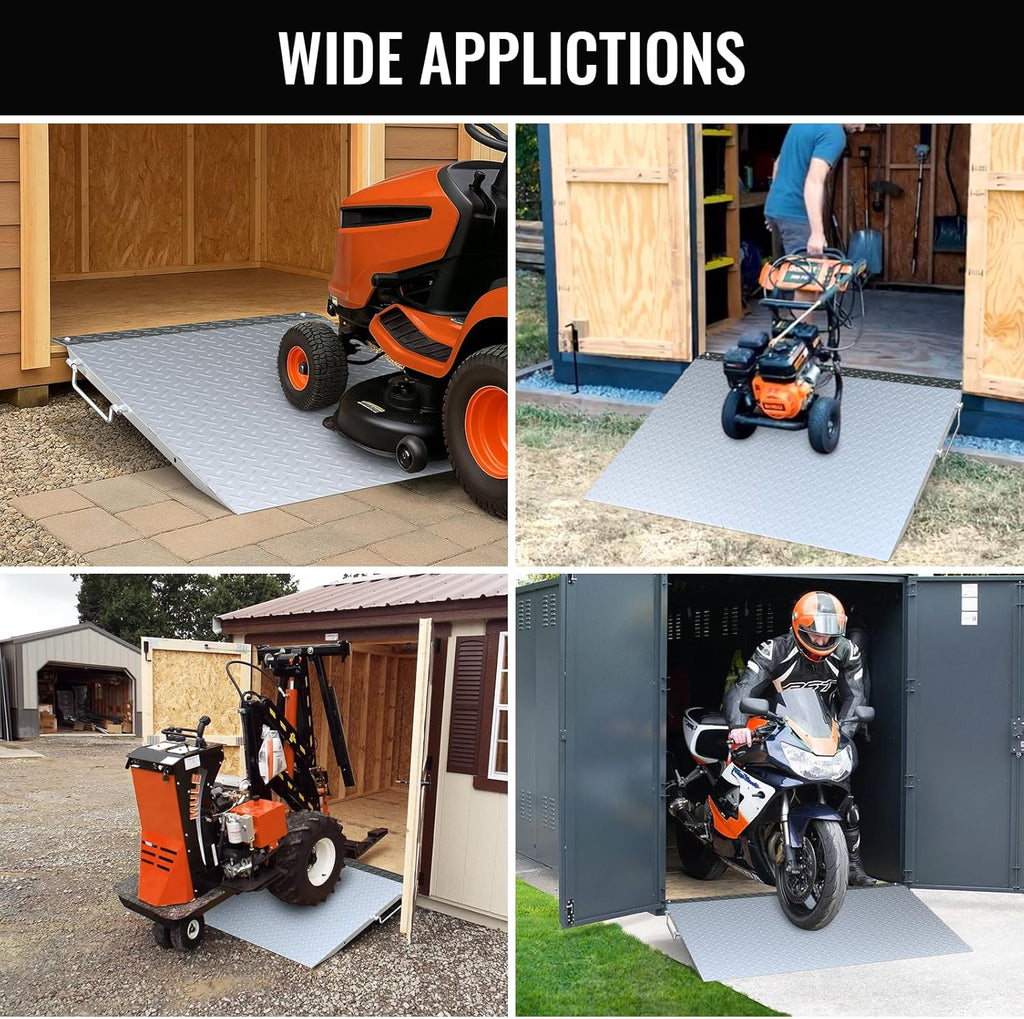 Upgraded Shed Ramp for Riding Mower 2PCS, 29' Lx48 W Anti-Slip Loading Ramps for Lawn Mowers,Pickup Trucks,Garage Threshold Doorway Tractor,Snow Blower,Garden Cart, 1500lbs Capacity