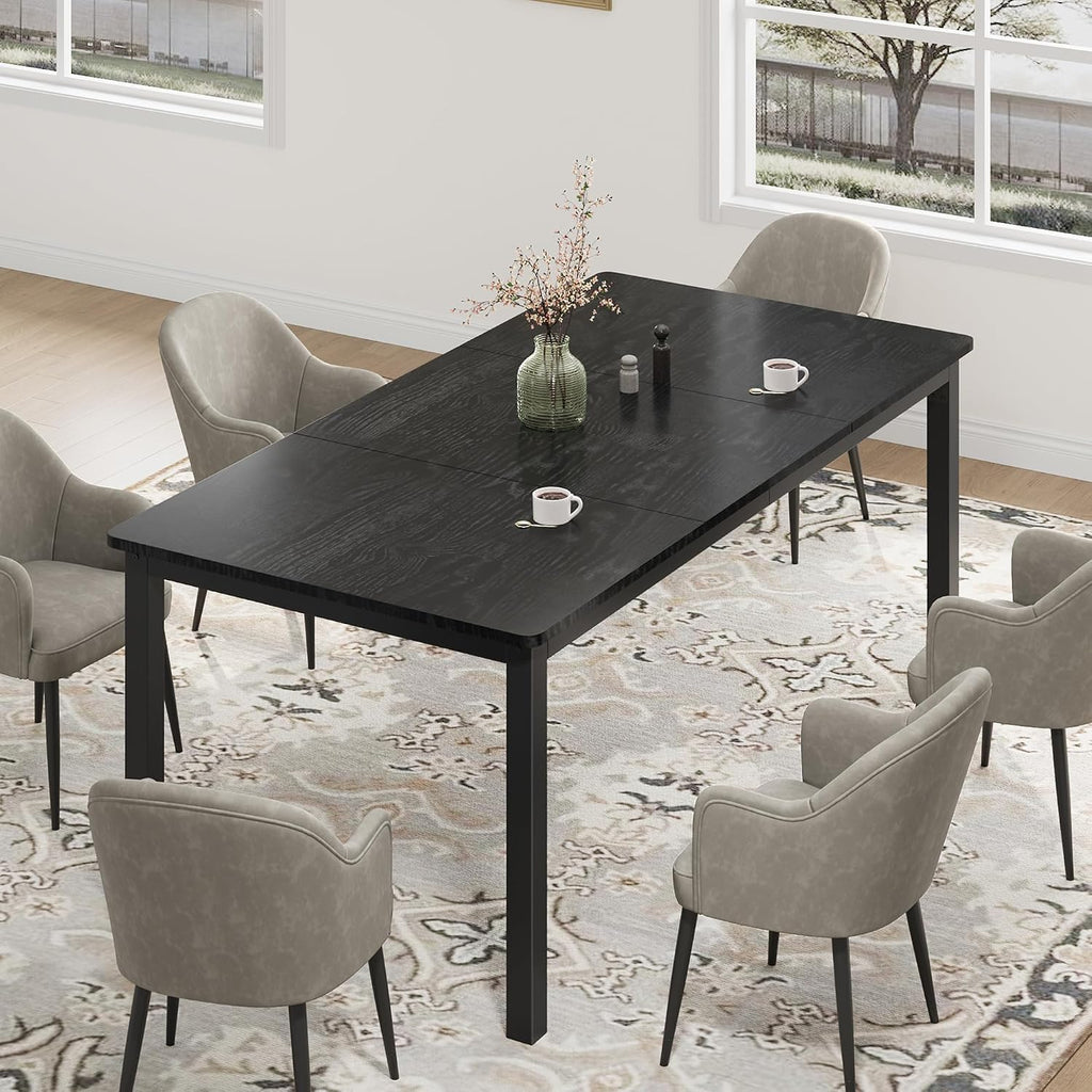 IDEALHOUSE 71 Inch Industrial Dining Table for 4-6 Person Rectangle Kitchen Table with Metal Legs,Round Corners, Writing Desk, for Modern Farmhouse, for Kitchen, Dining Room,Quick Assembly,Wood