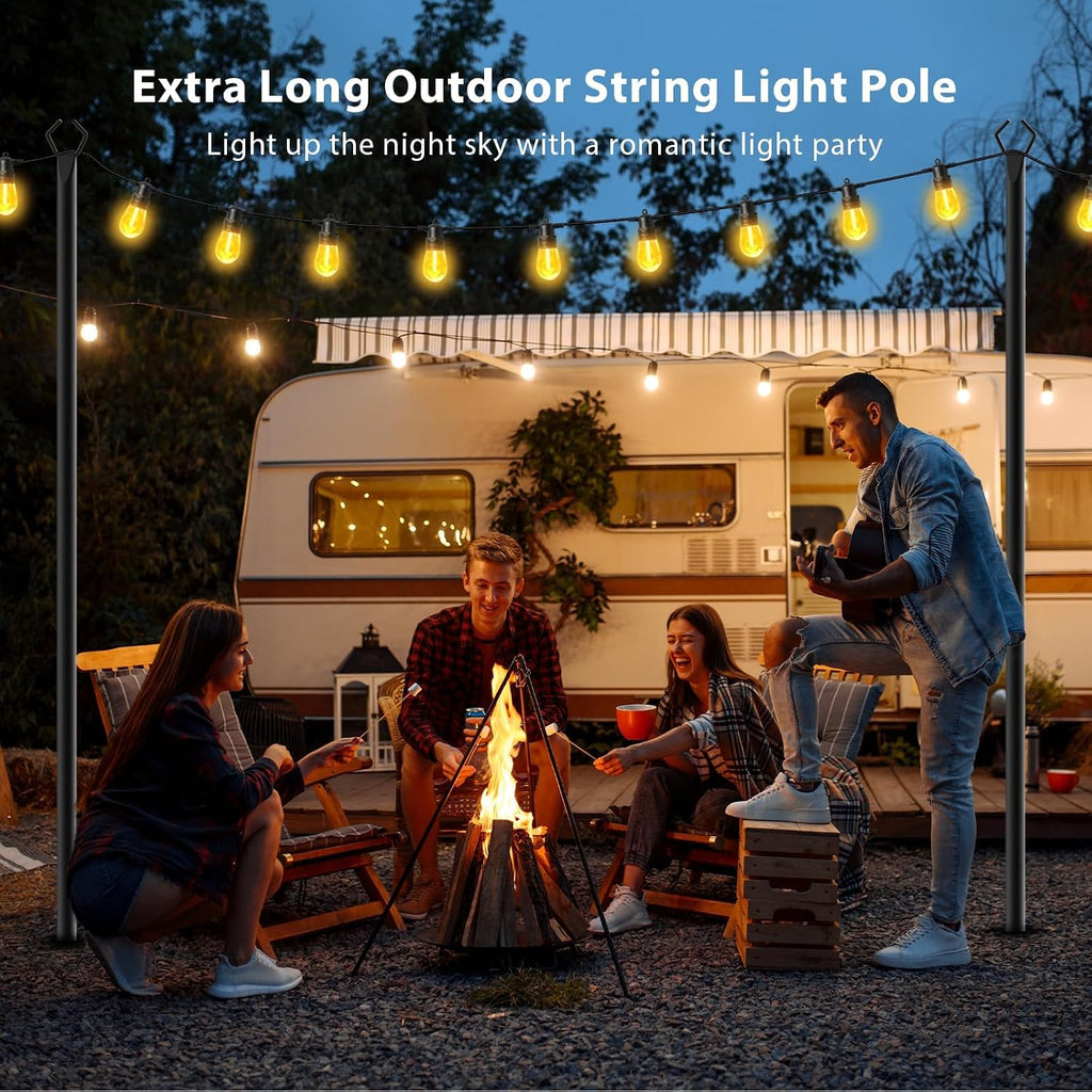 10 Pack 10 FT String Light Poles,Metal with Fork Lights Poles for Outdoor String Light, Rustproof Heavy Duty for Outside Garden,Patio,Wedding,Backyard,Deck,Party