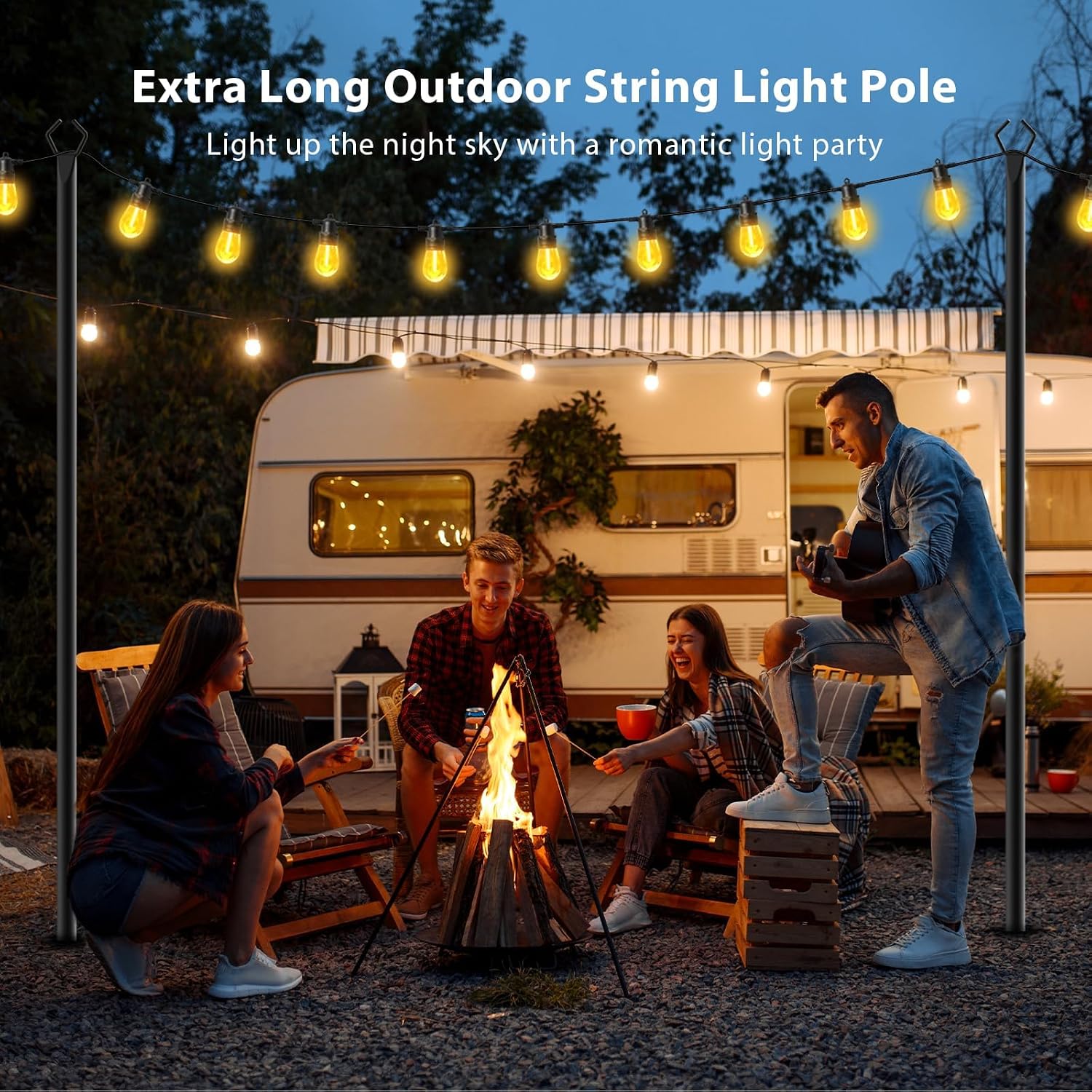 10 Pack 10 FT String Light Poles,Metal with Fork Lights Poles for Outdoor String Light, Rustproof Heavy Duty for Outside Garden,Patio,Wedding,Backyard,Deck,Party