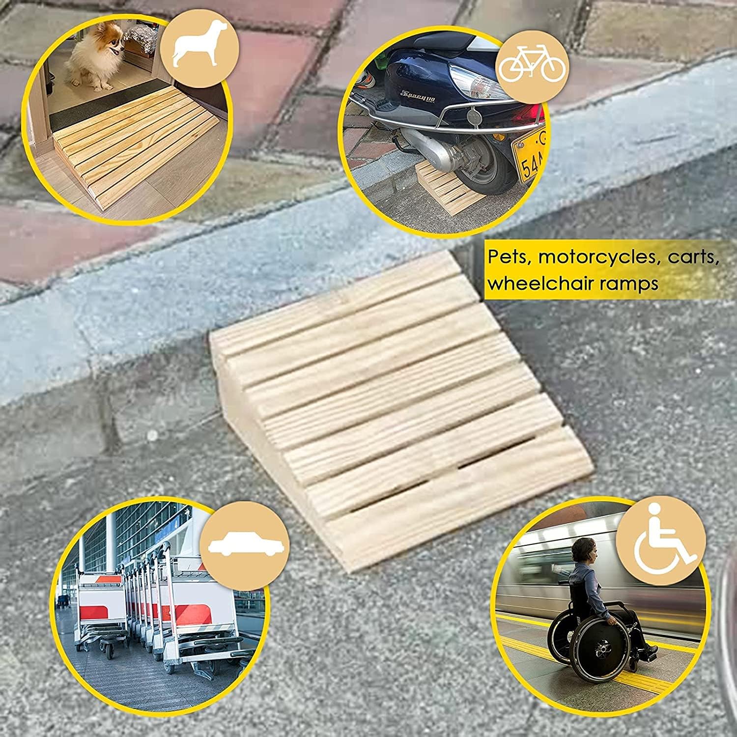 Floor Transition Strip Floor Divider Strip, Indoor Stair Ramp 3/4/5/6/7/8 Inch Rise, 2 Pack Solid Wood Threshold Ramps for Doorways Garage Entryway, Outdoor Curb Ramp/Slope Non Slip Portable ( Size :
