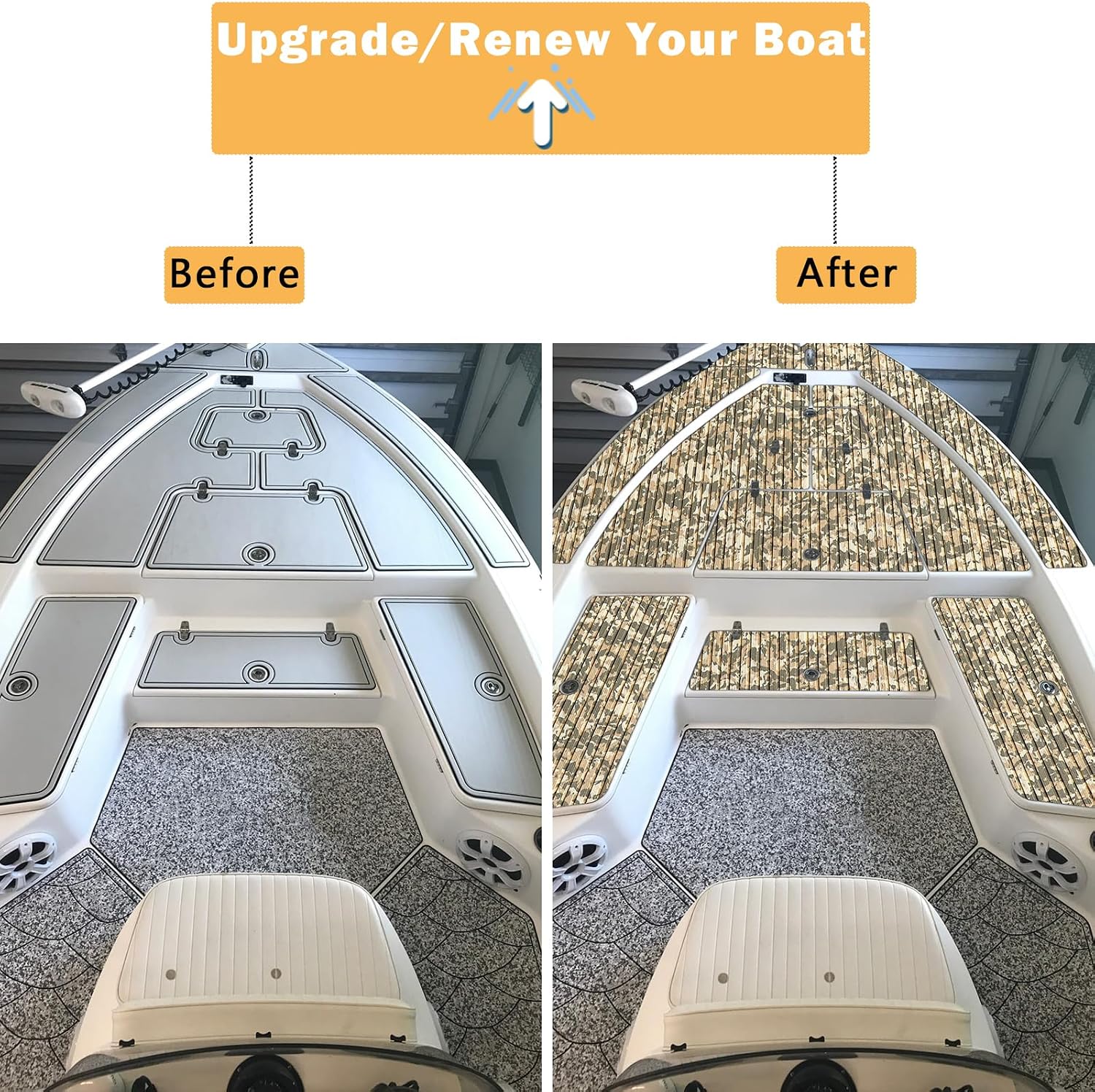 Boat Flooring EVA Foam Boat Decking Camo 94'x45'/35'/23' Non-Slip Boat Mat Self-Adhesive Foam Boat Deck Flooring Carpet Mat Rolls for Kayak Deck Boat Yacht Flooring Motorboat