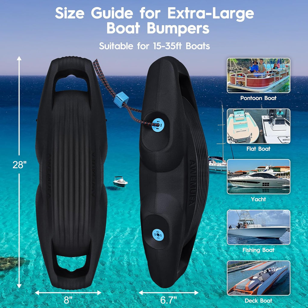 AWEMUFA Boat Fenders Easy to Install Bumper for Docking Ideal Fender for Pontoon, Bass, Jet Ski and Fishing Boats