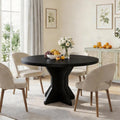 IDEALHOUSE Round Dining Table, 47' Kitchen Table for 4-6 People, Circle Tables with Sturdy Pedestal Base, Space Saving Dinning Room Furniture for Living Room, Kitchen, Apartment, Black