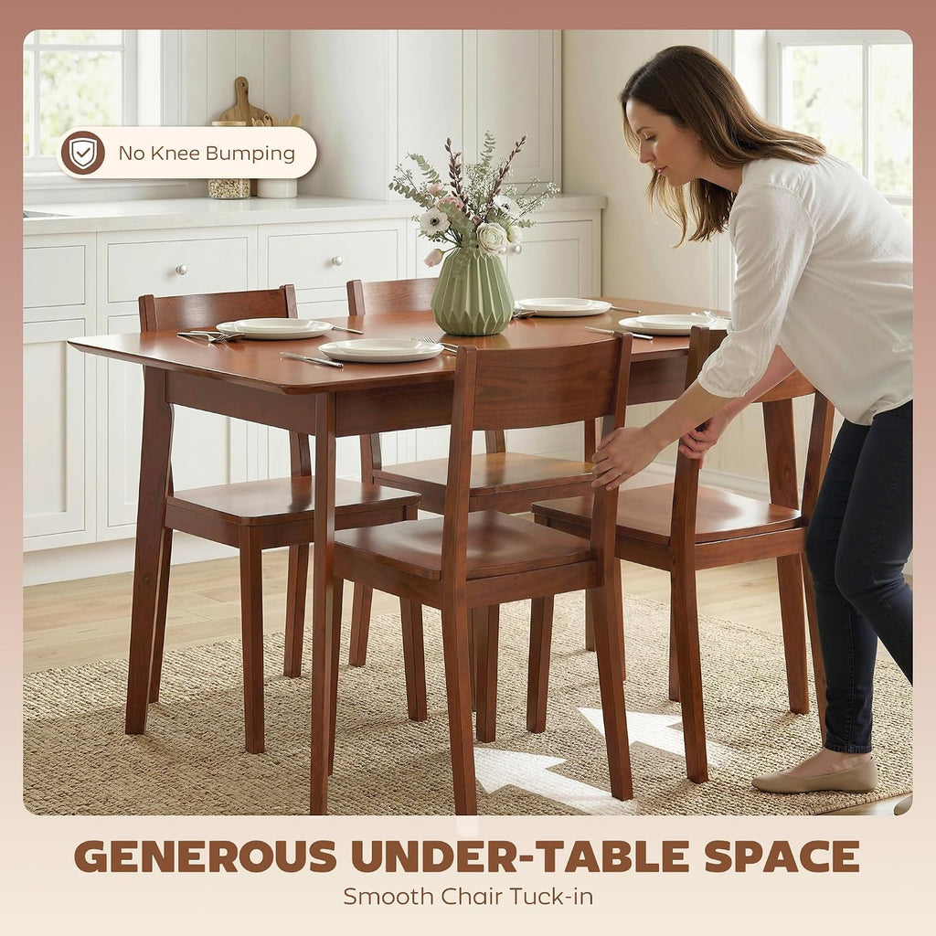 HOMCOM 47' Mid-Century Modern Dining Table for 4, Rectangular Kitchen Table with Wood Grain Finish, Tapered Legs, Wood Frame for Small Spaces, Dining Room, Apartment, Easy to Assemble, Walnut