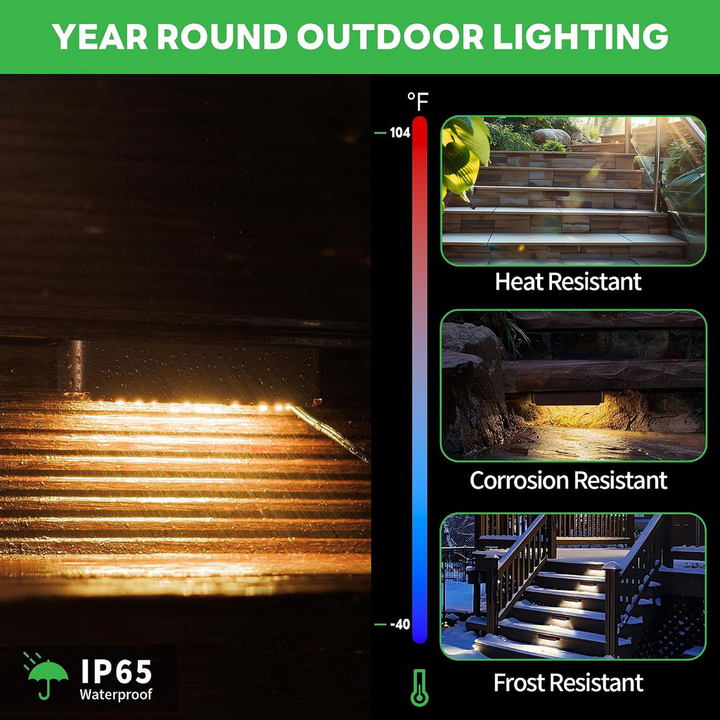 Smart Hardscape Lighting RGBCW, 5W LED App Control Deck Step Lights Outdoor, IP65 Waterproof 12V Low Voltage Aluminum ORB for Landscape Retaining Wall Paver 6 Pack