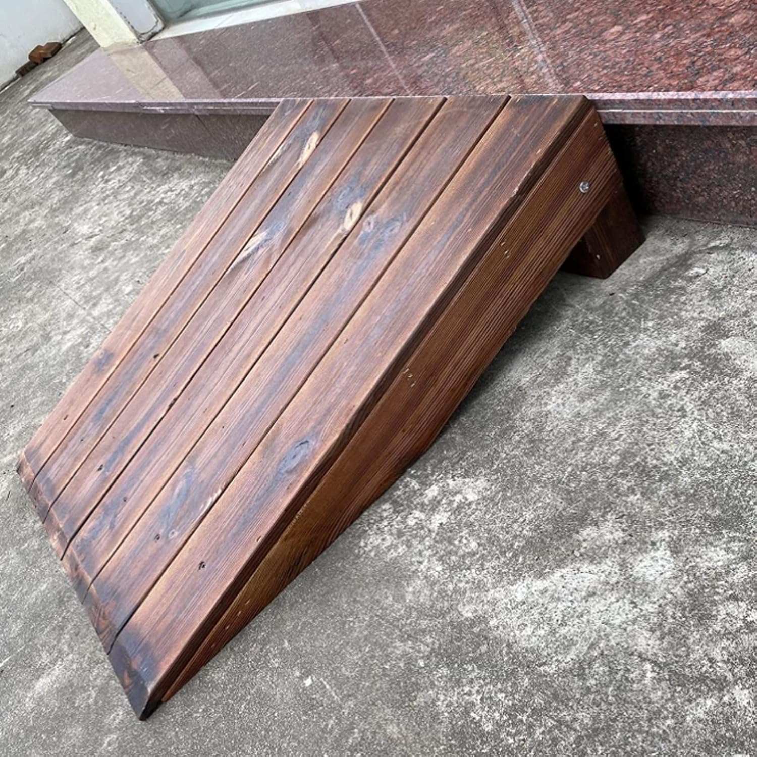 IDEAX Wooden Threshold Ramps for Doorways, Sturdy Auxiliary Wood Portable Transition Slope Pad with Non-Skid Surface for Doorways/Front Door/Garage/Yard/Patio(90 * 70 * 20cm)