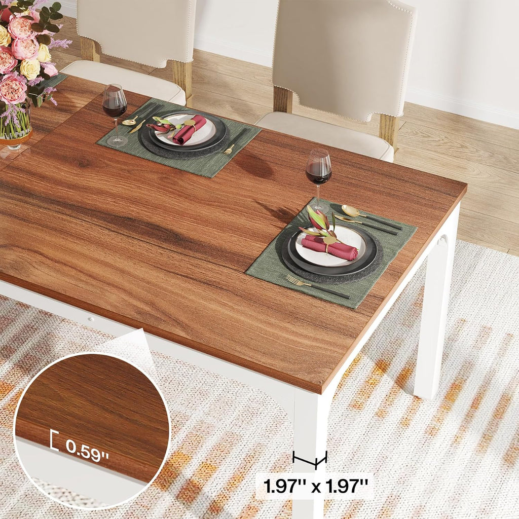 Tribesigns 78-Inch Long Dining Table for 6-8 People, Narrow Rectangular Dinner Table, 8 Seat Rustic Wood Kitchen Furniture for Dining Room (Only Table) (Walnut)