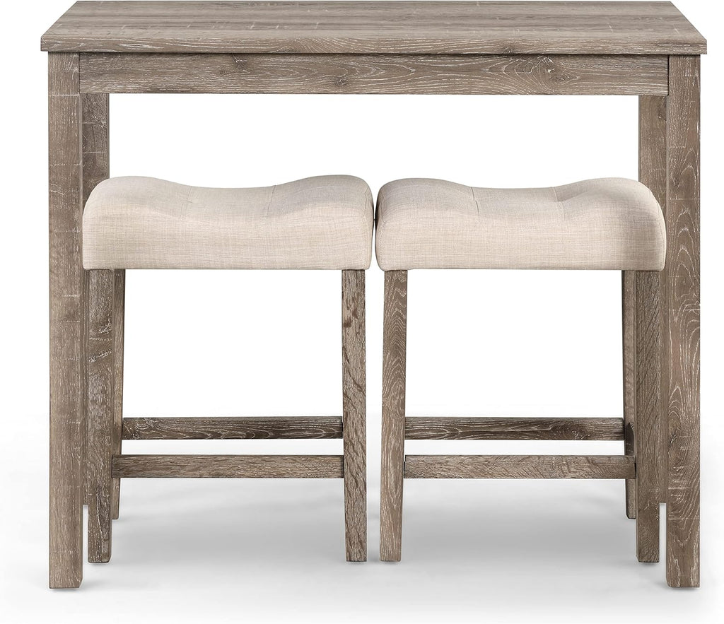 Sora Wood 3-Piece Counter Height Dining Set, Taupe