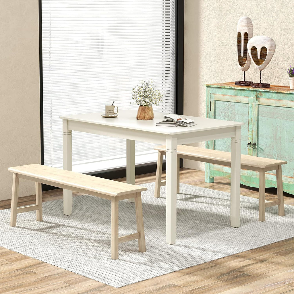 Giantex Dining Table for 4 People, 48' x 29' Kitchen Table with Wood Legs, Rectangular Dinner Table for Small Space, Apartment, Living Room, Dinette Table, Load 330 Lbs, Dining Room Table (White)