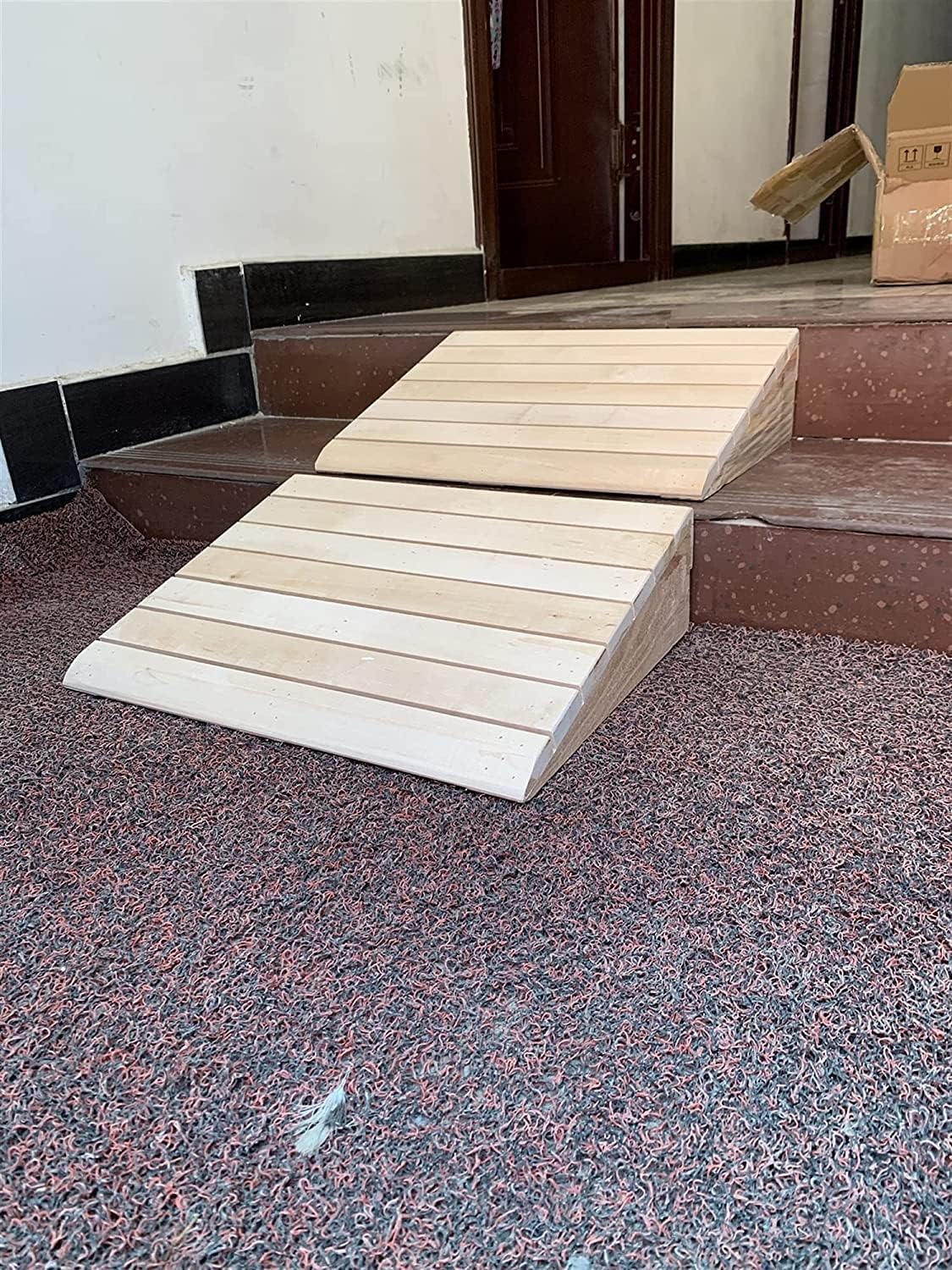 Portable Wooden Threshold Ramps, Wheelchairs Scooters Bicycles Barrier Free Access, for Home/Hotel Stairs Entrance Doorway(35x38.8x14cm)