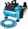 Master Airbrush 1/5 HP Cool Runner Dual Fan Air Compressor Kit Model TC-420 - Professional Single-Piston with 2 Cooling Fans, Longer Running Time without Overheating, Regulator Water Trap Holder