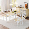 NAFORT Kitchen Table Set for 4, Solid Wood Dining Table and Chairs Set of 4, Farmhouse Dinner Table Set w/Rubber Wood Legs, Mid-Century Modern Dinette Set for Kitchen, Dining Room
