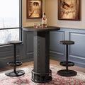 Tribesigns Round Bar Table with Chairs, Industrial Bistro Sets with 2 barstools, Pub Cocktail Table with Metal Ring Footrest for Kitchen Nook, Apartment, Small Space