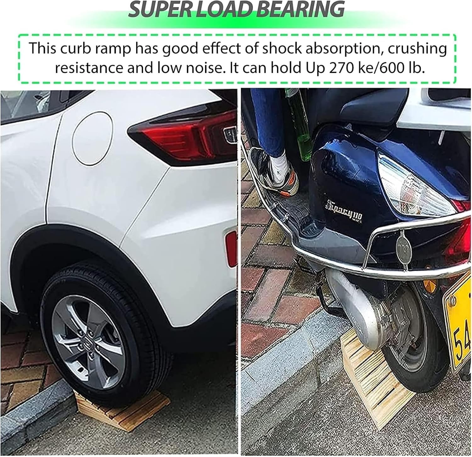 Threshold Ramp Wheelchair Ramp Non-Slip Wooden Threshold Ramp Home Steps Scooter Ramp Portable Stair Garage Kerb Ramps Roadside Slope Anti-Slip (Size : 30.8x30x10cm)