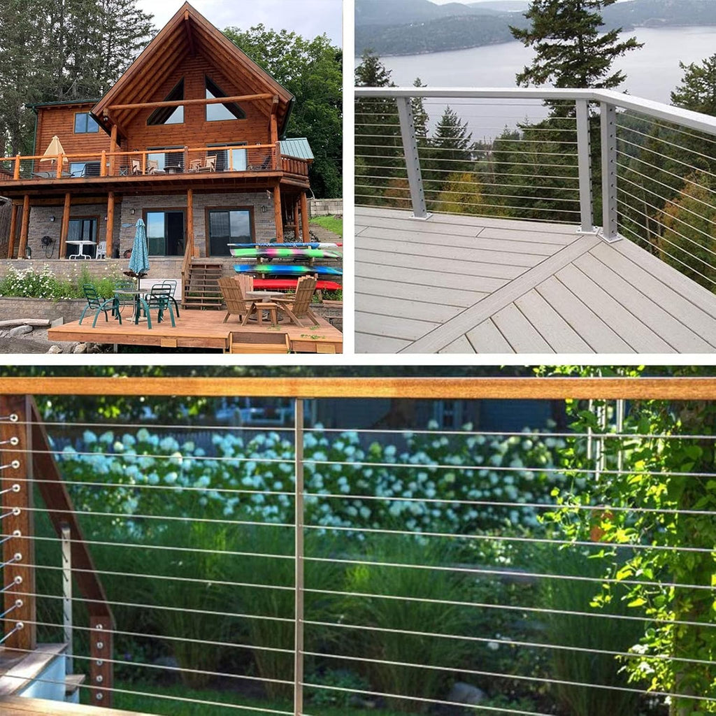 1/8 T316 Stainless Steel Cable with Cutter7x7 Strands Construction, for Deck Railing,Porch Fence,String Lights Hanging Wire 1600FT