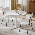 VASAGLE Dining Table Set, Round Dining Table with 2 Upholstered Kitchen Chairs, for Small Spaces, Kitchen, Living Room, Steel Frame, Modern Style, Snow White and Cream White UZH2507008