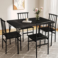 Dining Table Set for 4 with 1.6' Thick Tabletop, 5-Piece Kitchen Table Set, Space-Saving Rectangular Dining Room Kitchen Table Chair Set for Small Space,Dinette,Apartment,Rustic Black