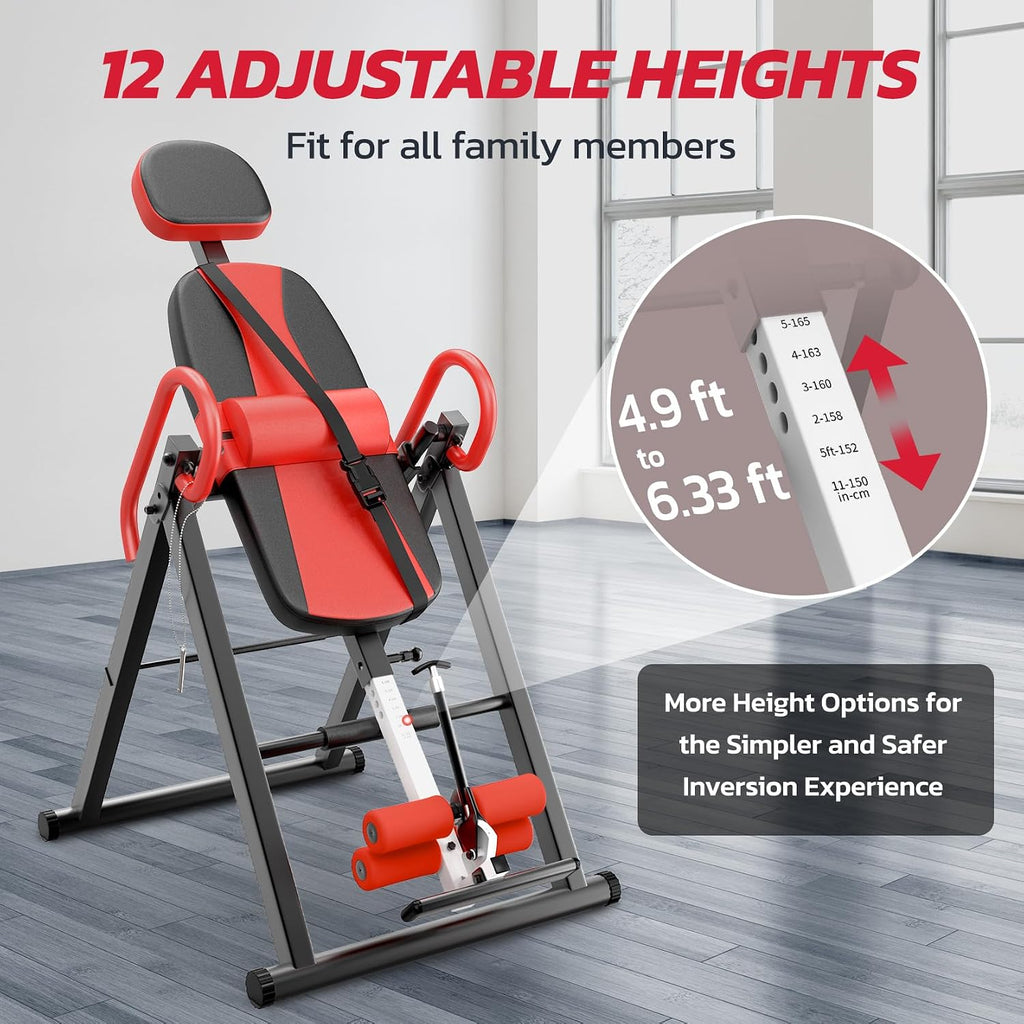 YOLEO Gravity Inversion Table for Back Pain Relief 2026 New Inversion Table w/Lumbar Support Easy to Assemble Back Stretcher Machine 300 lbs