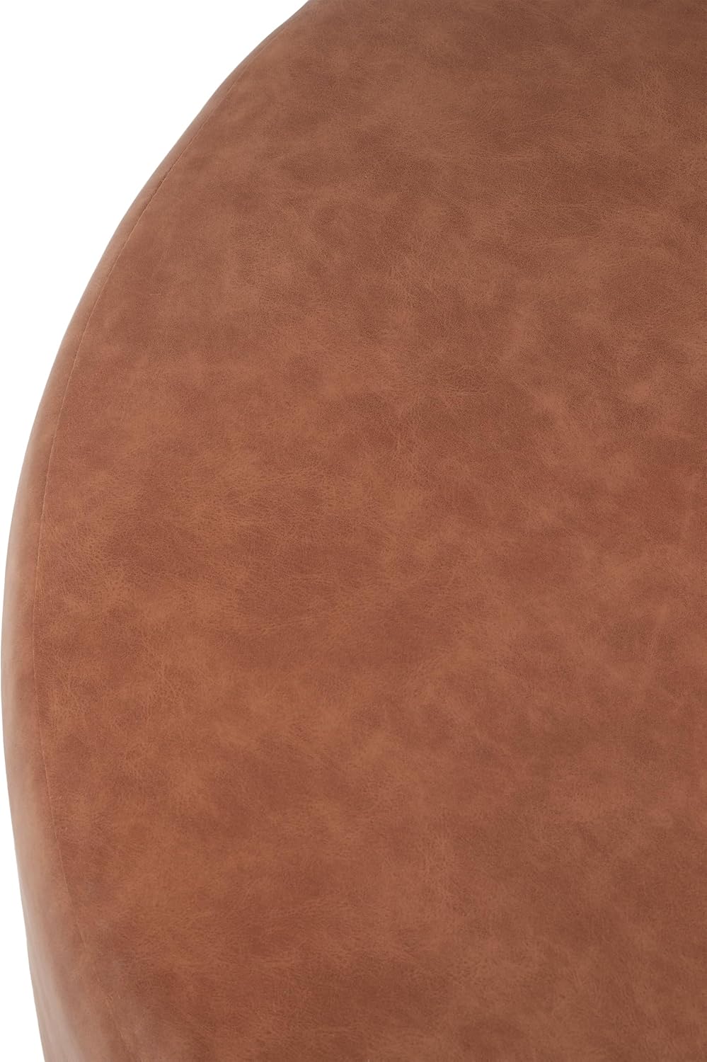Christopher Knight Home GAVI PU Leather Ottoman Foot Stool, 30' Pouf Footstool Ottoman Seat, Upholstered Foot Chair, Round Footrest, Modern Side Table for Living Room Bedroom Home Decor, Cognac Brown