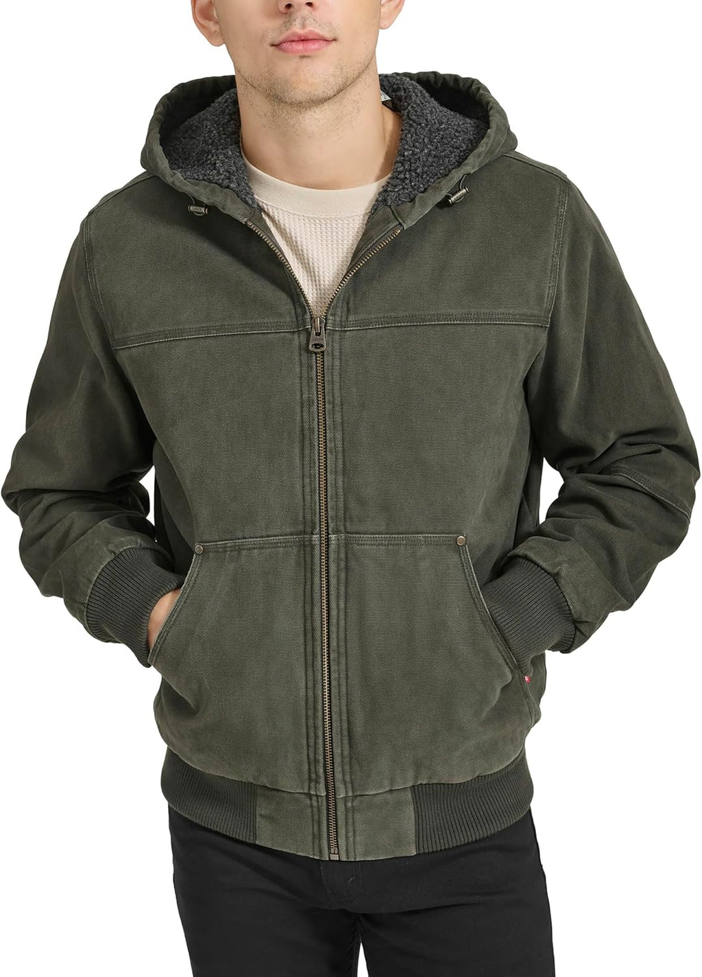 Levi's Men's Workwear Cotton Canvas Hooded Bomber Jacket