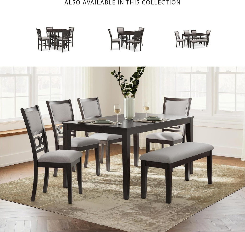 Signature Design by Ashley Langwest Dining Room Table Set, 4 Upholstered Chairs and Bench, Seats 6, Cushioned Seats, Wood, Cherry Brown