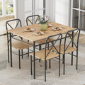 VECELO Dining Table Set for 4, 5-Piece Wood Kitchen Table with Chairs for Small Space, Breakfast Nook, Space-Saving, Natural Black